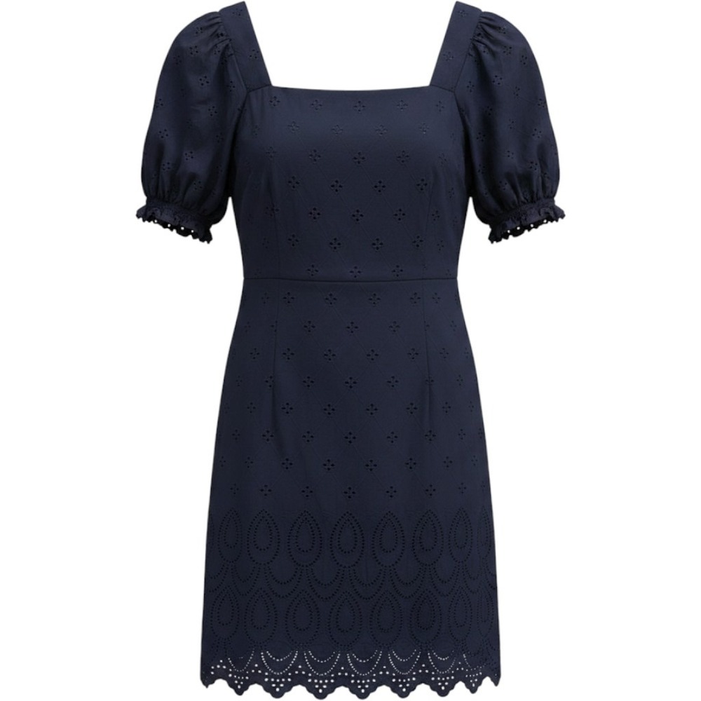 Draper James RSVP Navy Blue Eyelet Puff Sleeve Mini Dress‎ Size S